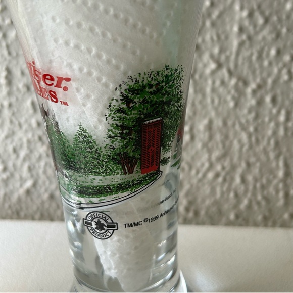 Budweiser Clydesdale Pilsner Beer Glasses 1999 Lot of 2 Winter Holiday like new - Picture 8 of 11